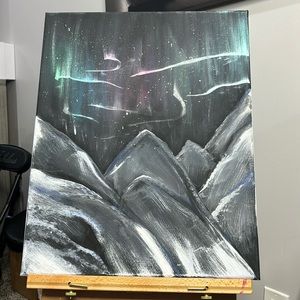 Night lights, mountain top Art